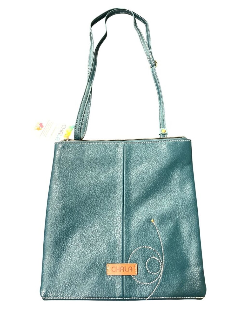 Chala Sea Turtle Faux Leather Crossbody Bag Criss Messenger Bag RFID Teal NEW - Picture 3 of 11
